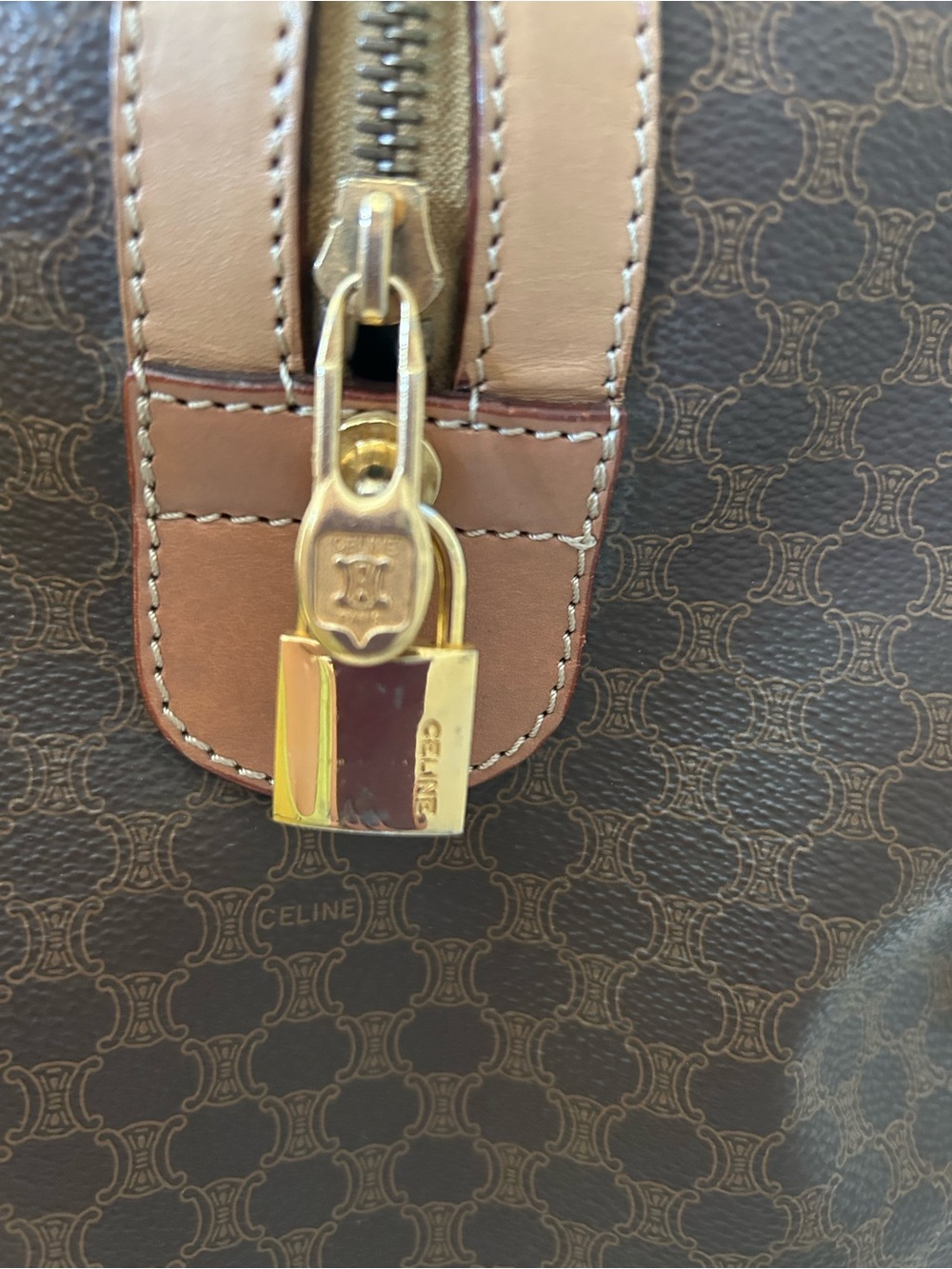 🤎CELINE🤎Macadam💛Brown Mono Weekender Bag with Unbranded Strap & Lock no key - Picture 7 of 16